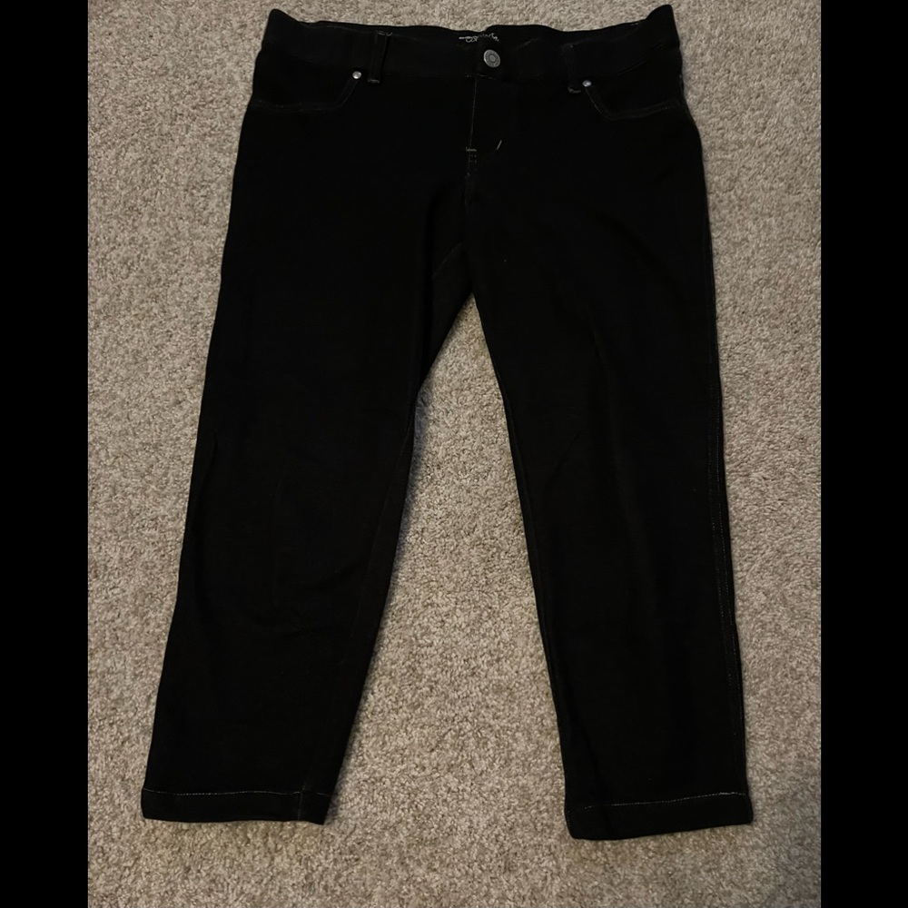New York And Company Black Denim Look Capri Leggings Size Small